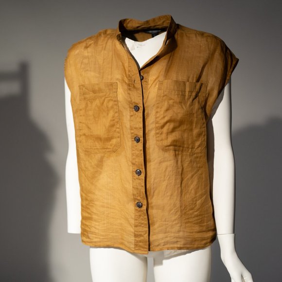 Banana Republic Ramie Utility Shirt in gold M - Picture 5 of 10